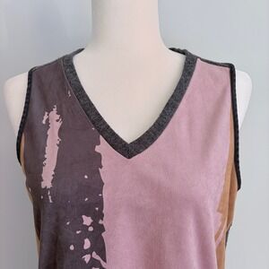 Volt Suede Feel Tank Top Sleeveless Blouse Colorblock Artsy Women's Medium